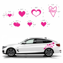 Load image into Gallery viewer, Car Decal for Women | Pink Heart Decal for Cars | Autos Racing Stripes Sticker for Fords, BMW, Chevy