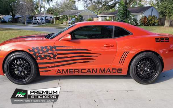 Car Side Decals - American Flag Vinyl Graphics Decals for Car - 002