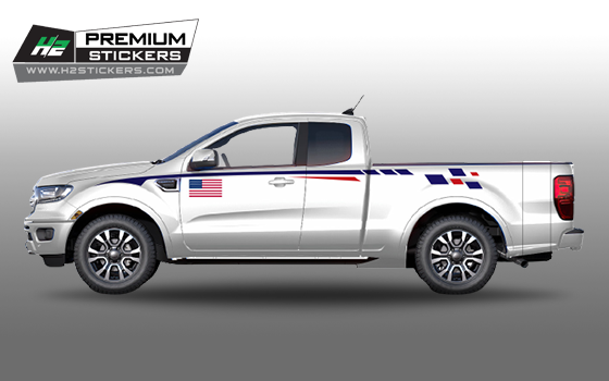 American Flag Decals Kit for Truck - Side Decal for Pickup Truck Vinyl Graphics Decals for Truck - 011