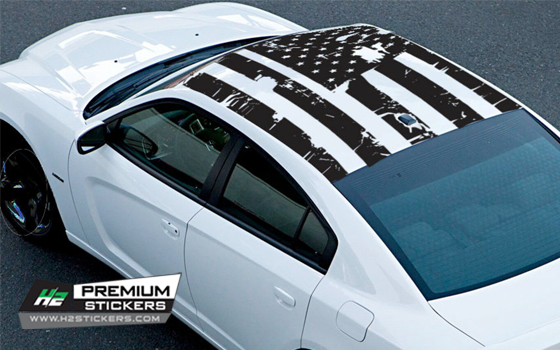 Car Roof Decals - American Flag Vinyl Graphics Decals for Car - 001