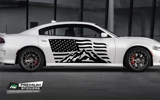 Car Side Decals - American Flag Vinyl Graphics Decals for Car - 007
