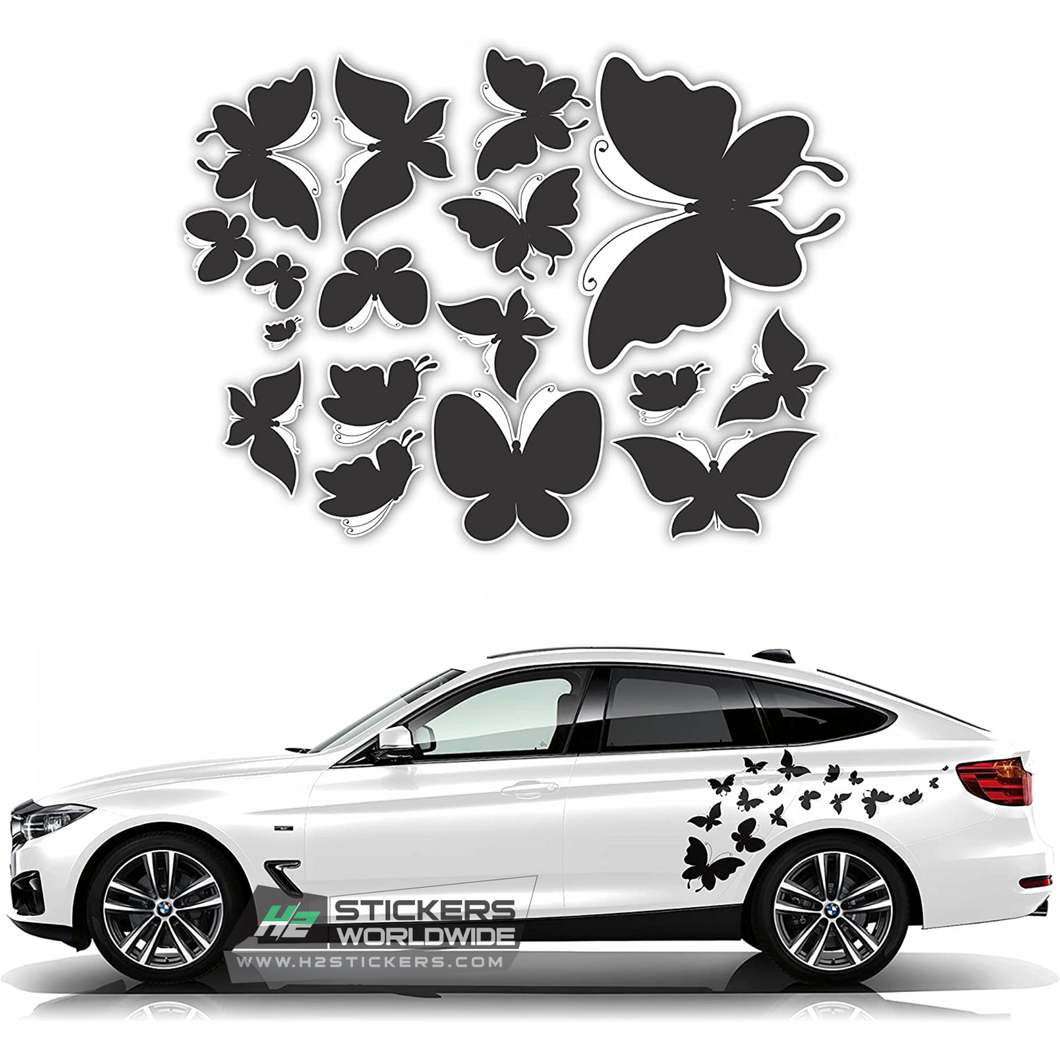 Car Decal for Women | Butterfly Decal for Cars | Autos Racing Stripes Sticker for Fords, BMW, Chevy