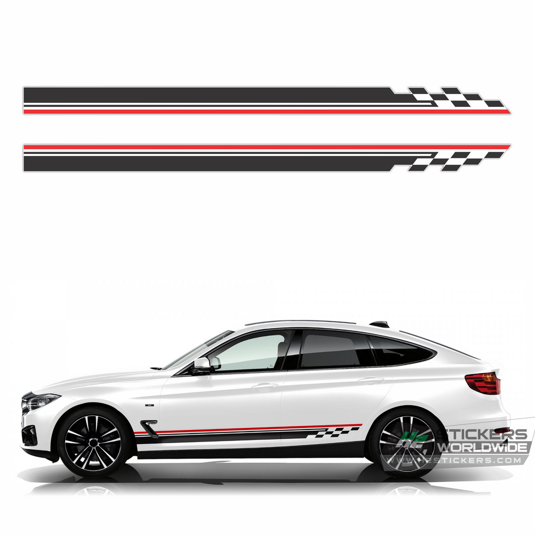 Red black stripes decal for car | Autos Racing Stripes Sticker for Fords, BMW, Chevy
