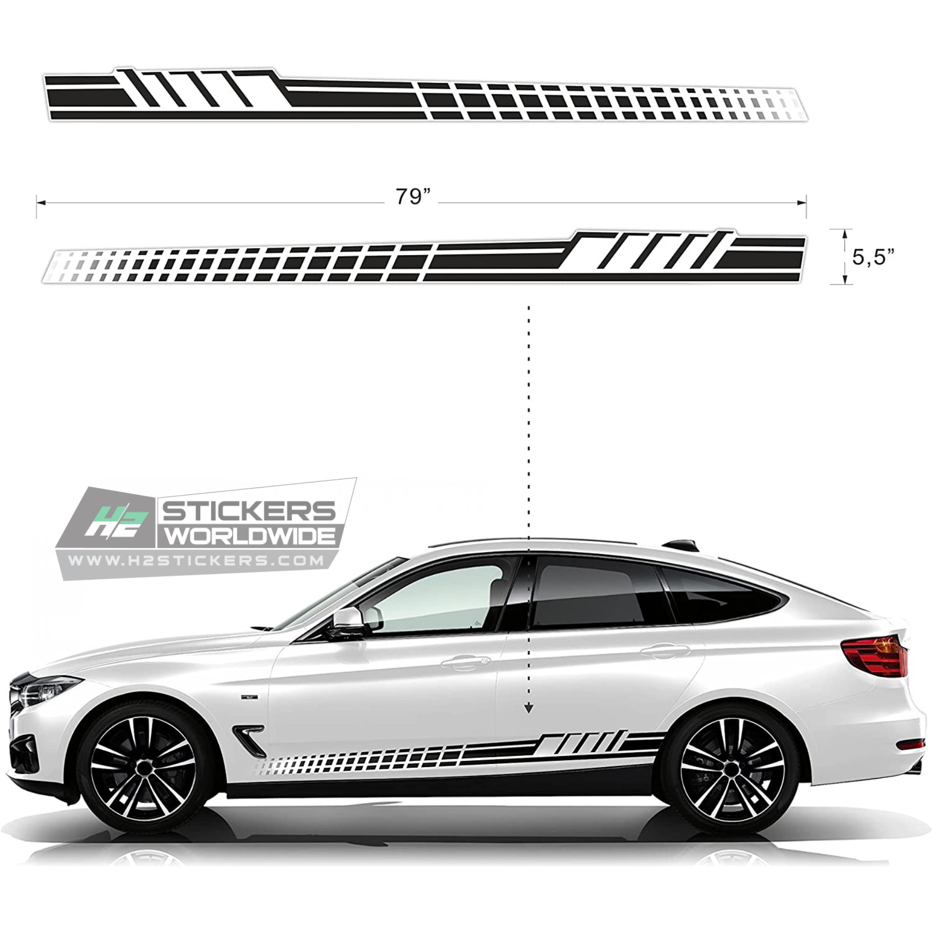Black sport stripes decal for car | Autos Racing Stripes Sticker