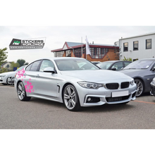 Load image into Gallery viewer, Car Decal for Women | Pink Flower Decal for Cars | Autos Racing Stripes Sticker for Fords, BMW, Chevy
