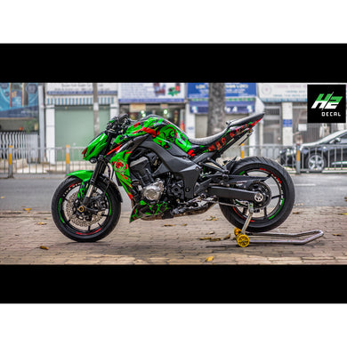Z1000 Green Chrome On Black Stickers Decals – TwistedMelonDesigns – Pair